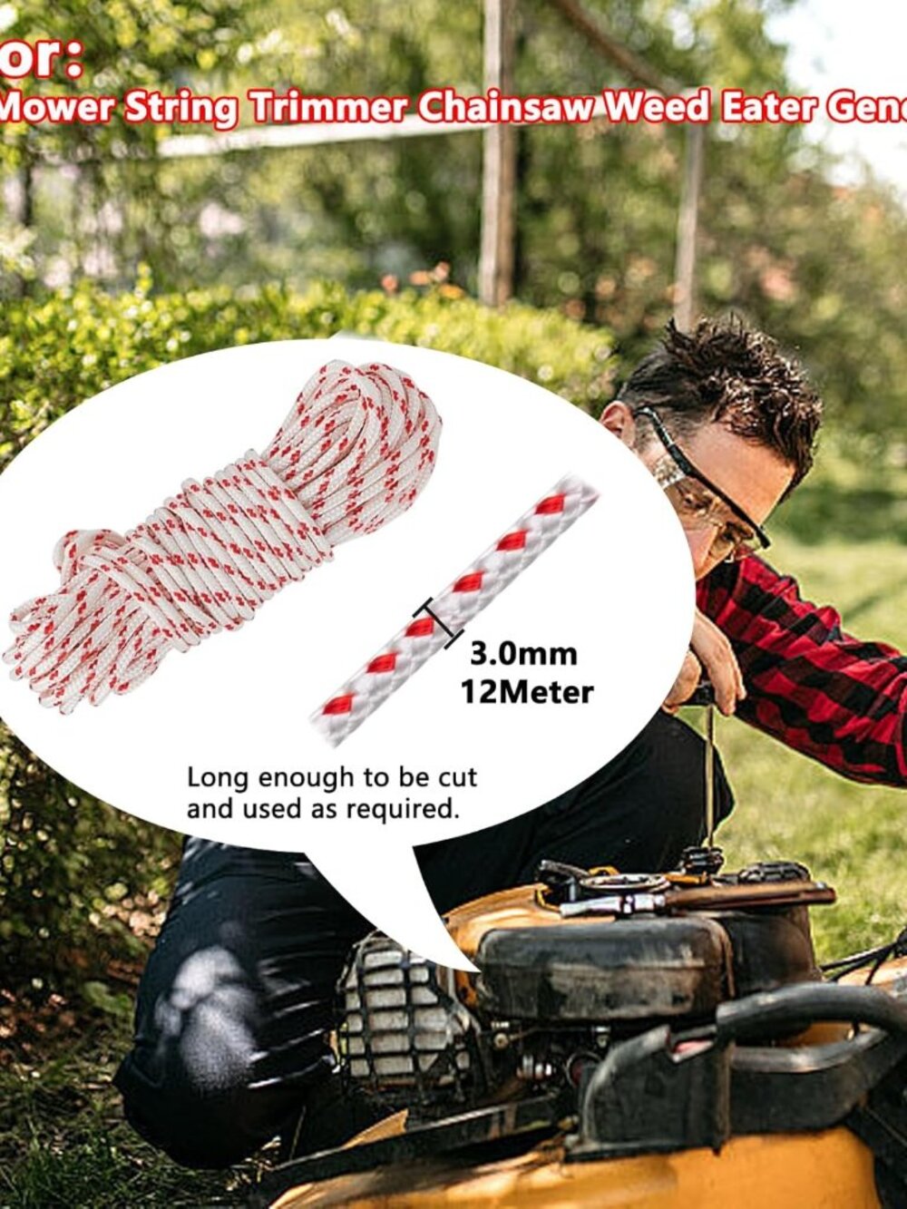 Pull Cord Rope 40ft x 9/64"3.0mm Premium Starter Rope with High Tensile Strength - Picture 4 of 6